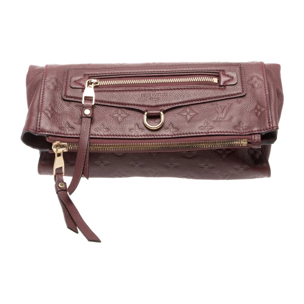 Louis Vuitton Leather Fold-Over Clutch in Burgundy